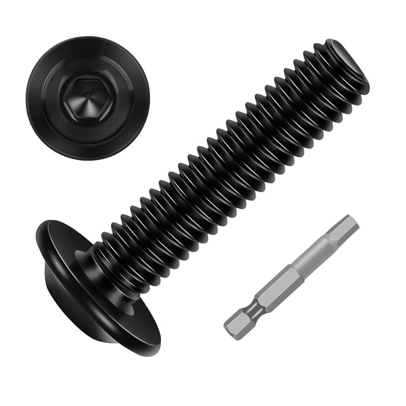 Etauwe 25-Piece M6-1.0 x 30mm Flange Button Head Screws - Black 304 Stainless Steel Socket Head Screws, Allen Hex Drive & Bit Included, Full Thread Machine Bolts - Image 1